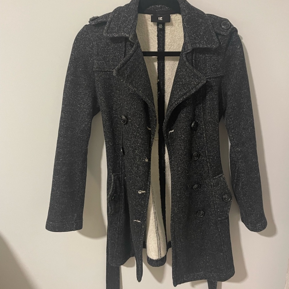 Iz Byer Black Double-Breasted Trench Coat